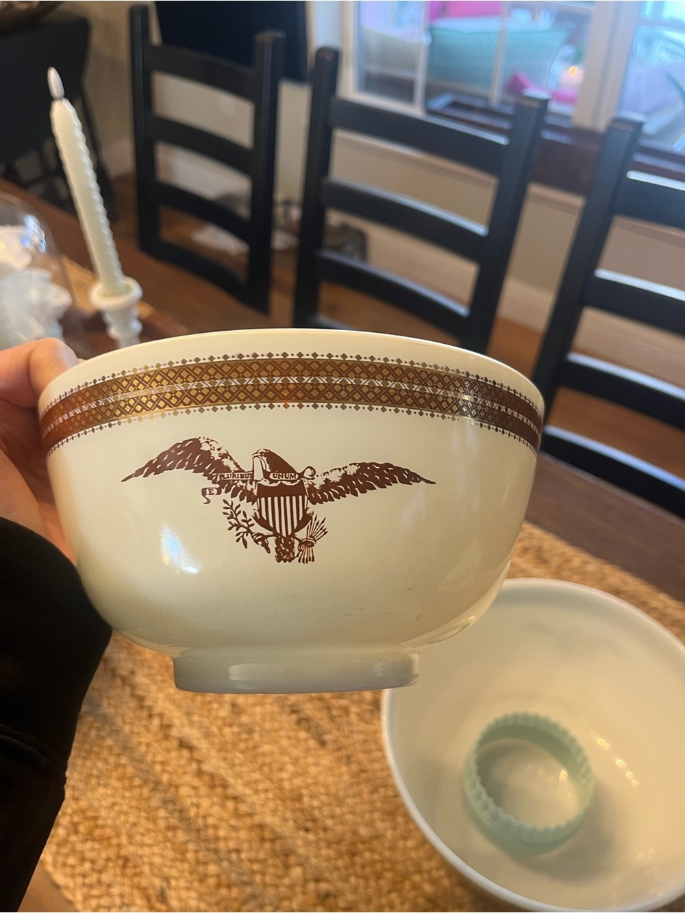 Vintage Pyrex Federal Eagle pattern 2 piece mixing bowl set. - Picture 2 of 5
